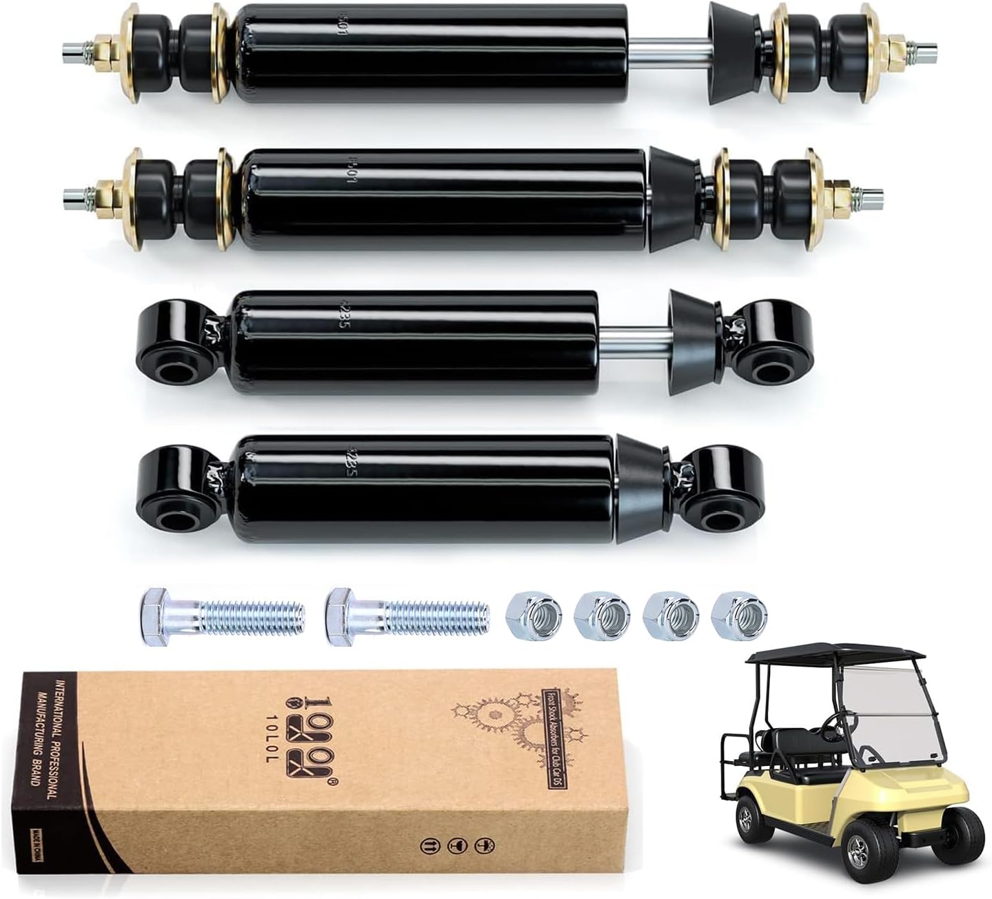 10L0L Golf Cart Front and Rear Shocks for Club Car DS G&E 1988-up,Precedent G&E 2004-up, Tempo 2018-up, OEM 1014235, 1014236, 1010991, 1015813, 1013164