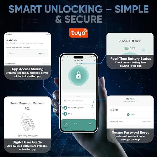 Miniatura 8 de Cerradura de combinación, cerradura de combinación para casillero, cerradura de casillero y cerradura de casillero de gimnasio, alta seguridad,