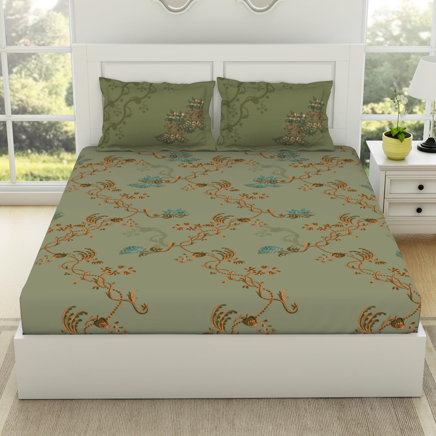 See full amazon price history chart for Spaces 100% Cotton King (198Cmx198Cm+20Cm/43Cmx68Cm) | 144 Tc Percale Floral Fitted Sheet (Icicle)- Lattice Spaces 100% Cotton King (198Cmx198Cm+20Cm/43Cmx68Cm) | 144 Tc Percale Floral Fitted Sheet (Icicle)- Lattice (B0CLW3PVBX) Amazon Price History, Amazon Price Tracker