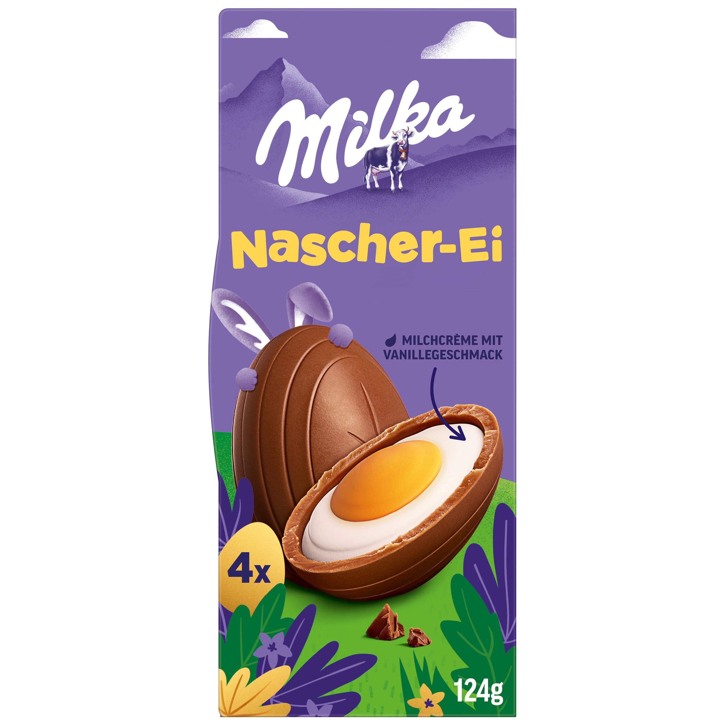 Milka Nascher-Ei – Gefüllte Osterschokolade mit Vanille-Crème im Spiegelei-Look – 124g