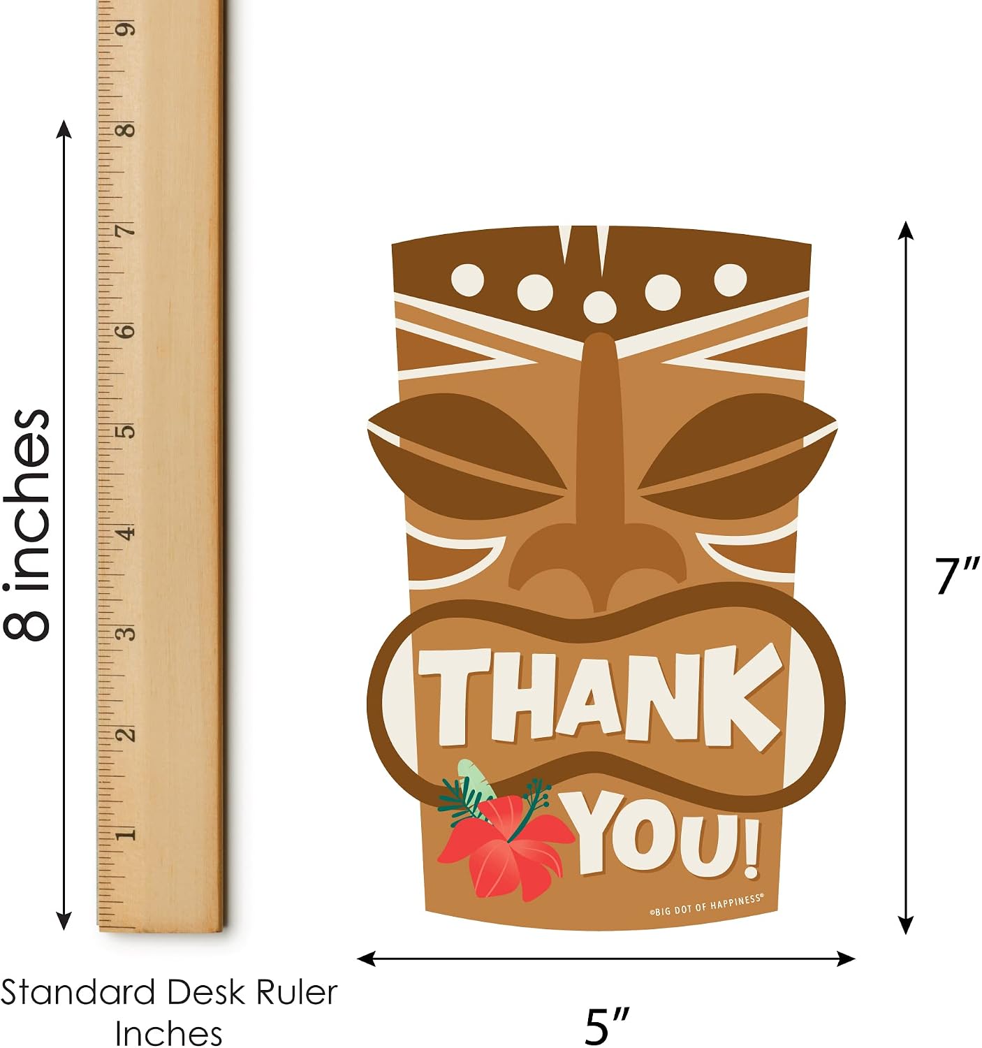 Big Dot of Happiness Tropical Luau - Shaped Thank You Cards - Hawaiian Beach Party Thank You Note Cards with Envelopes - Set of 12