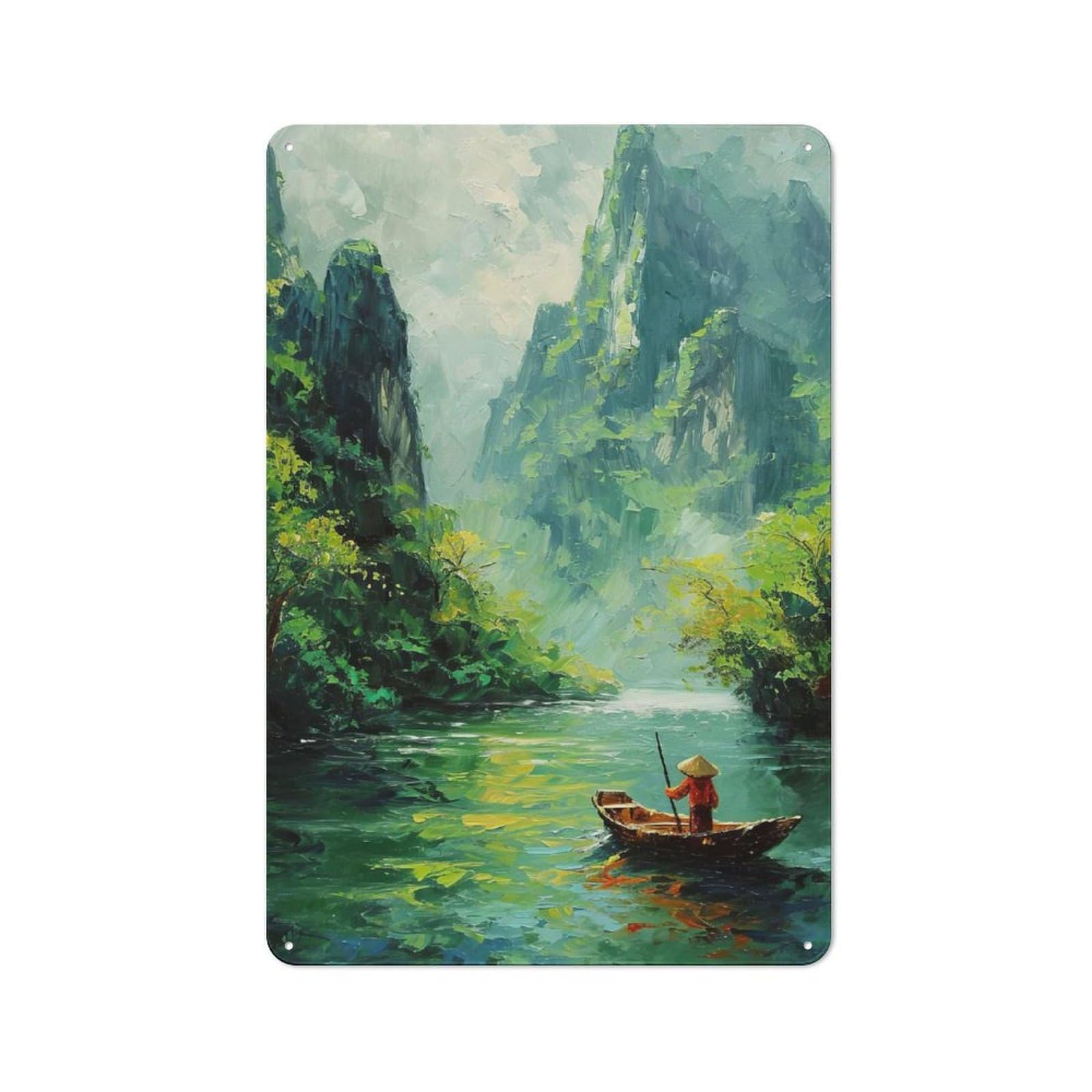 Junmoney Style Tin Wall Plaque 30X20cm With Vietnam River Journey For Man Cave Or Games Room, For Vintage Wall Decor Fans, For Themed Room Decoration