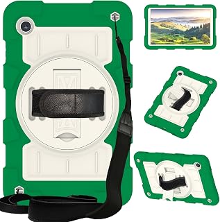Tablet Cover for Samsung Galaxy Tab A9 8.7Inch 2023 Model (SM-X110/SM-X115) Case,Full-Body Shockproof Protection Shatter-Resistant Shell W 360° Rotating Stand+Hand Strap+Shoulder(Green)