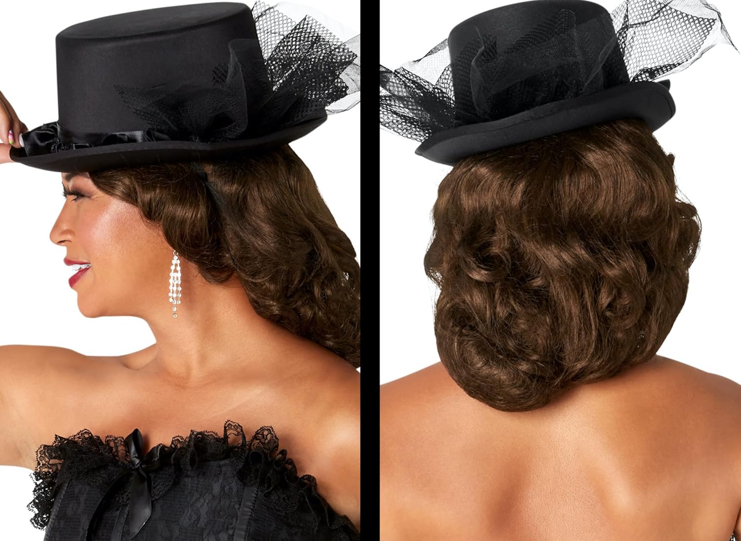 Forum Novelties FN73172 Gothic Tulle Top Hat, One Size, Black, Pack of 1 - Image 3