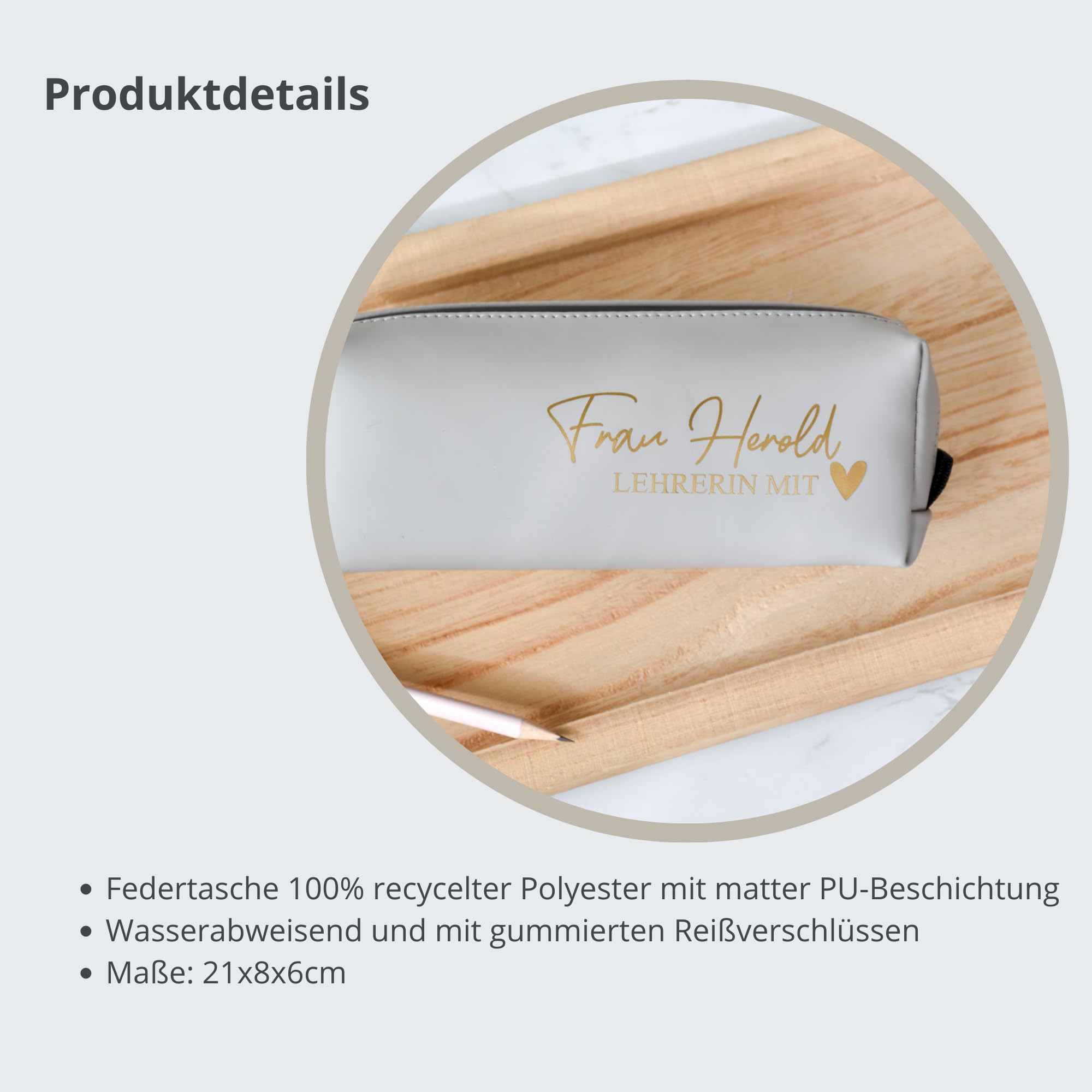 Personalisierte Federtasche | mit dem Namen der "Lehrerin mit Herz" 2 | Geschenkidee zum Abschied | Mäppchen | recyceltes Federmäppchen Geschenk zum Abschied