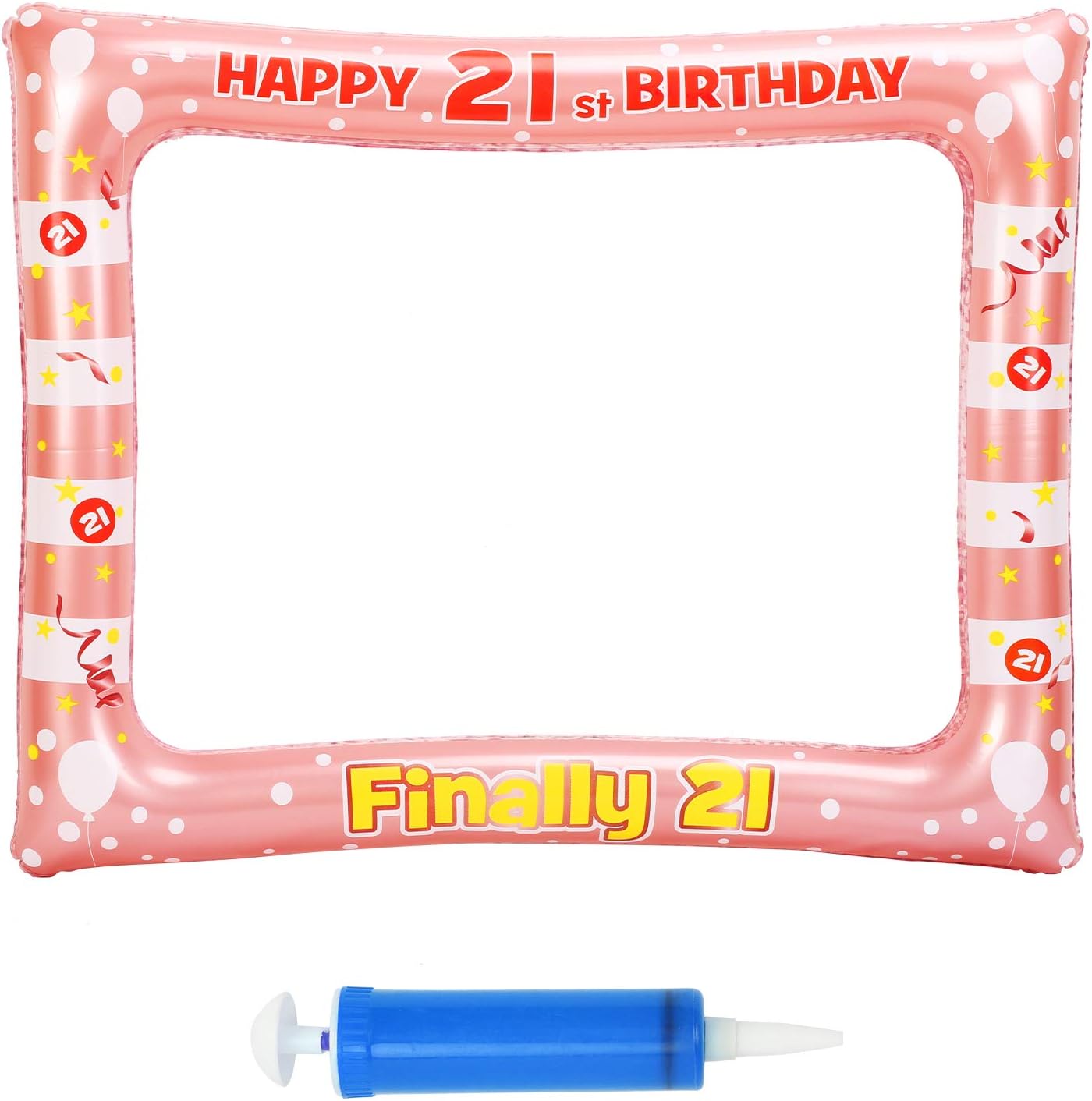 CHALA Rose Gold 21th Inflatable Photo Frame,Giant Birthday Selfie ...