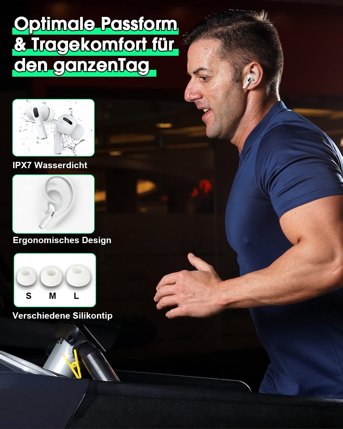 Écouteurs intra-auriculaires avec suppression active du bruit, 34 heures