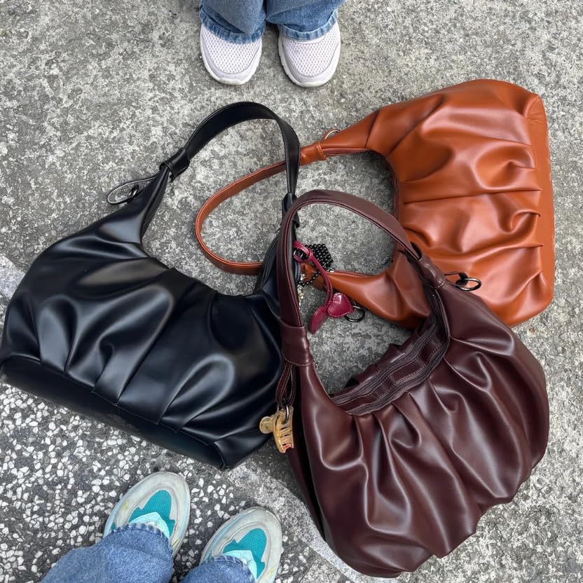 Image of Crossbody Bag for Women, Black Tone Shoulder Handbag for Women, Grain Texture with Inner Padded Pocket Handbag