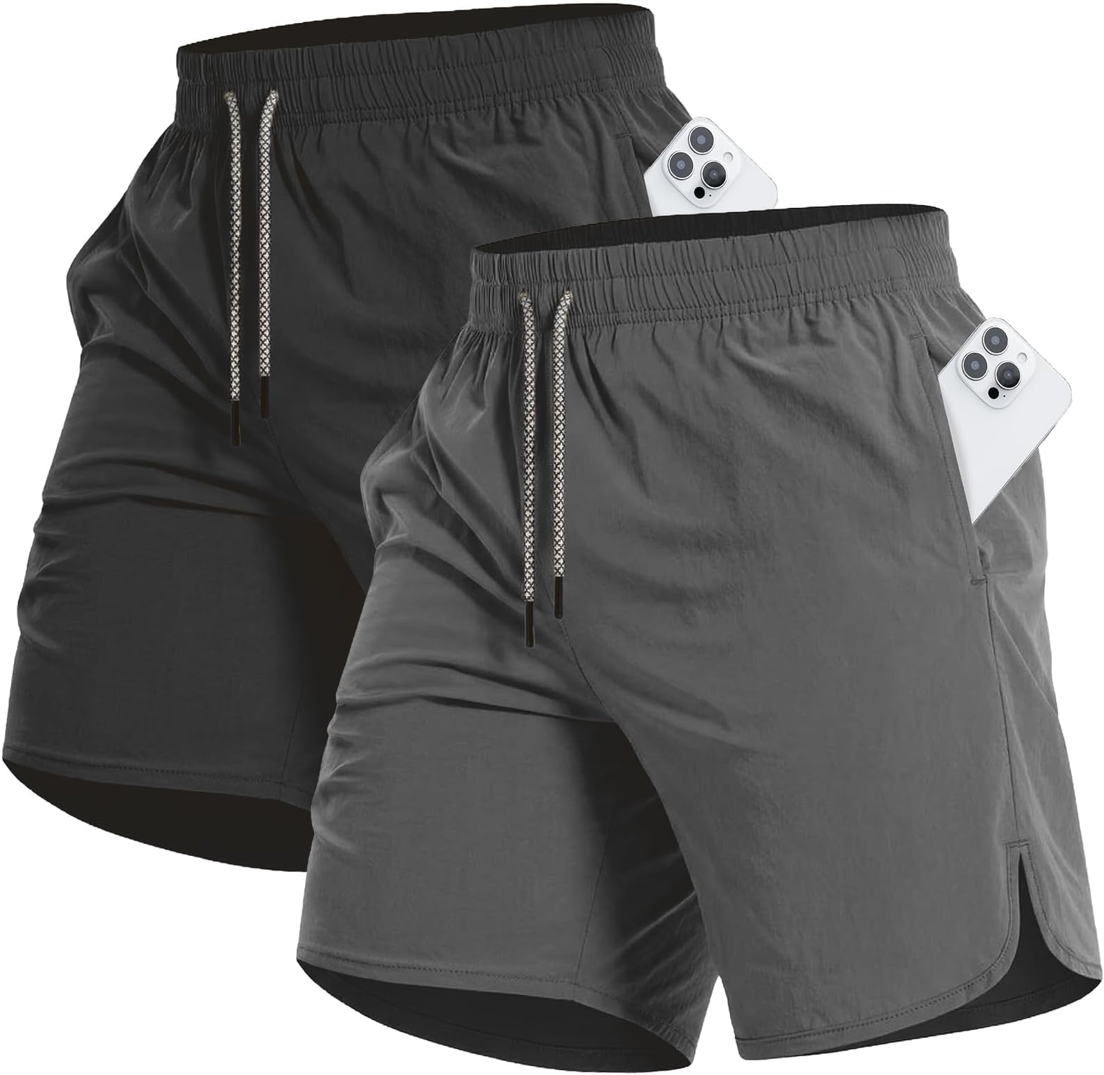 - 2 Pack Men's Running Athletic Shorts 7'' Quick Dry Sports Gym Shorts with Pockets, Exercise Workout Shorts Men