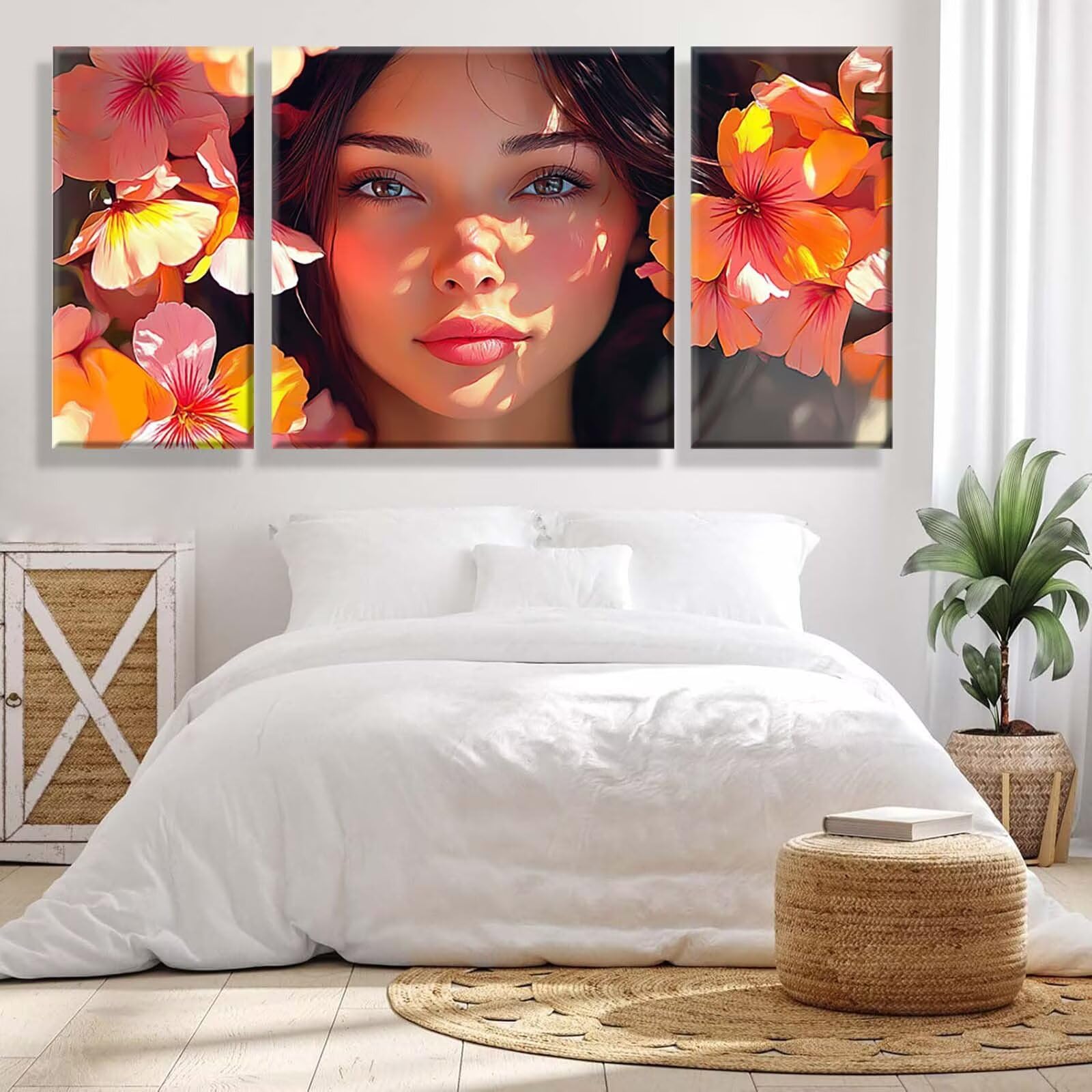 3 Pezzi Dipingere con i Numeri adulti, Paint by Numbers Bellezza Fiore, Kit Lavoretti Creativi, Kit di Pittura Acrilica Fai-da-Te, con 3- Pennello, Decorazioni Casa 70x140cm (Senza Cornice) y1s-890