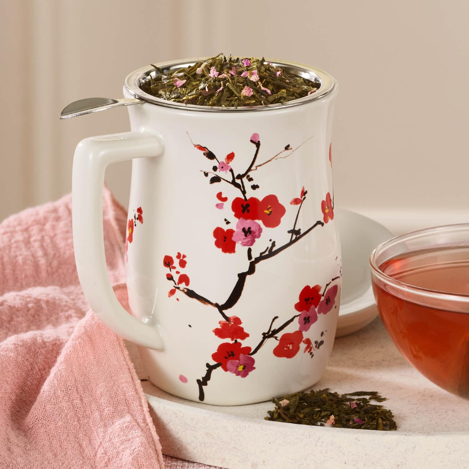 Amazon.com: Tea Forte Ceramic Fiore Cup with Handle, Removeable