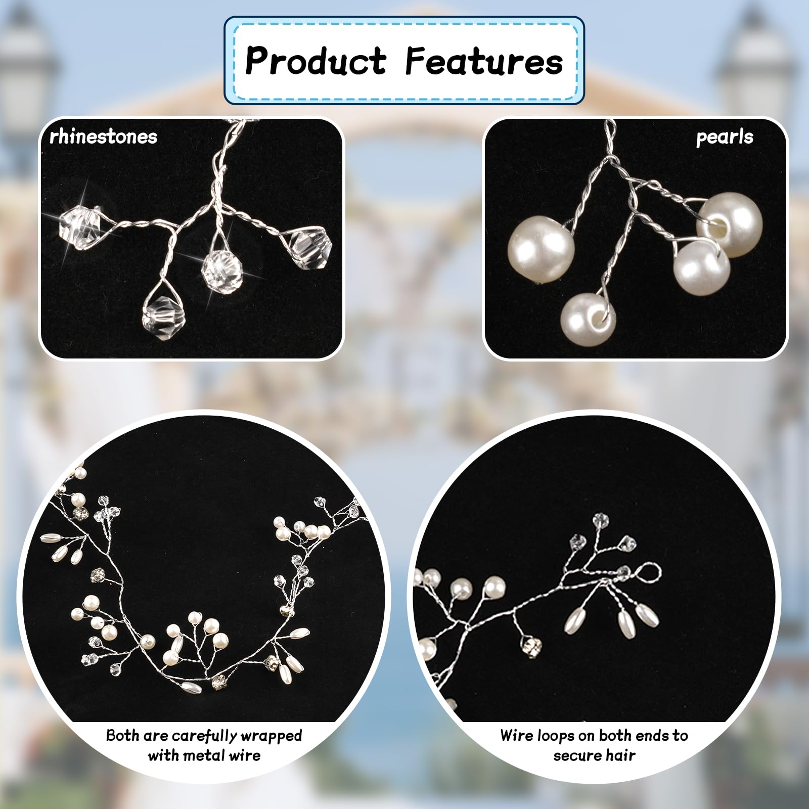 Accessorio Per Capelli Da Sposa In Cristallo E Strass 100cm - Gioiello Per Acconciature Da Sera E Cerimonie - Fatto A Mano - 2