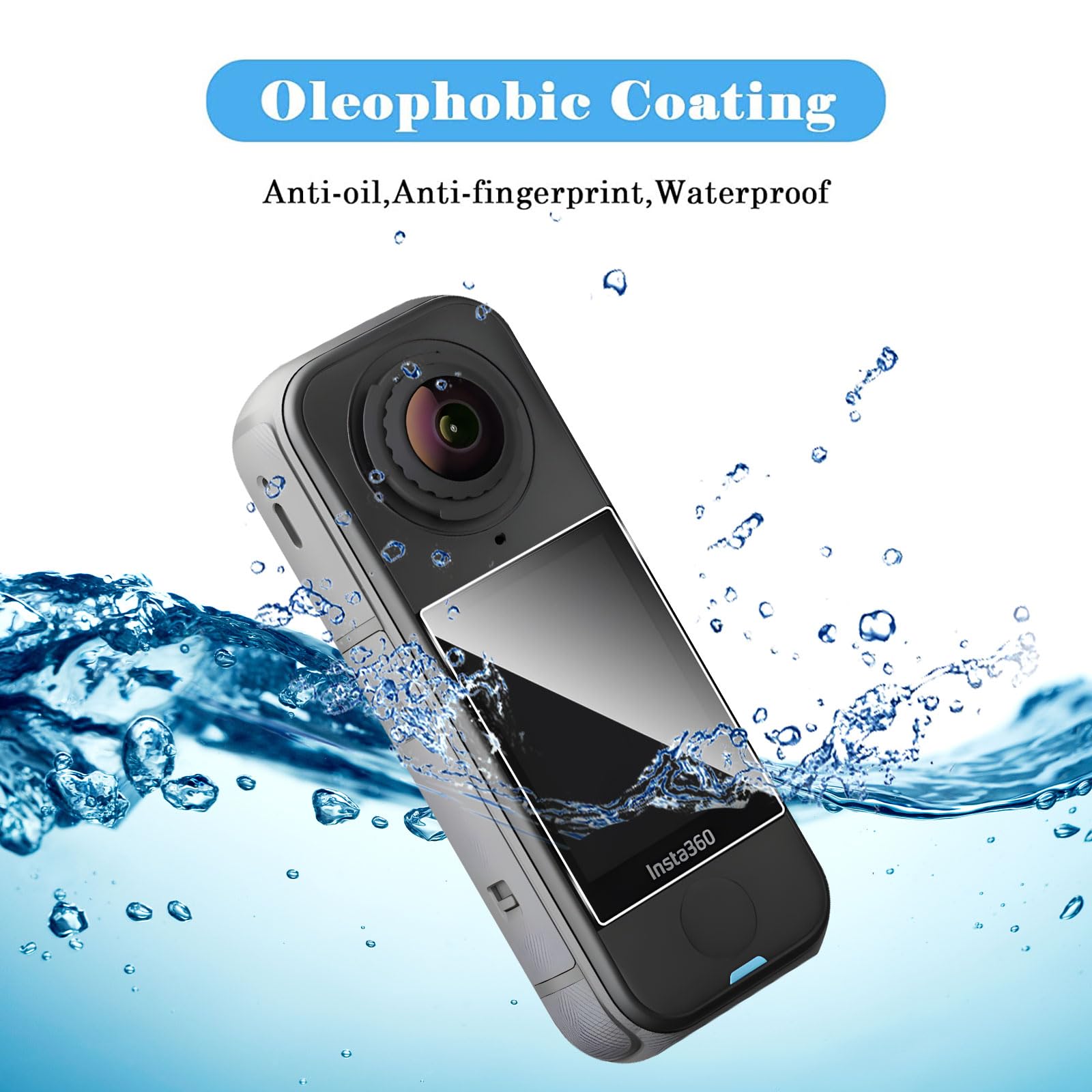 QULLOO Pellicola Protettiva per Insta360 X4 Air, 3 Pezzi HD Vetro Temperato Durezza 9H Anti-graffio Schermo Protezione