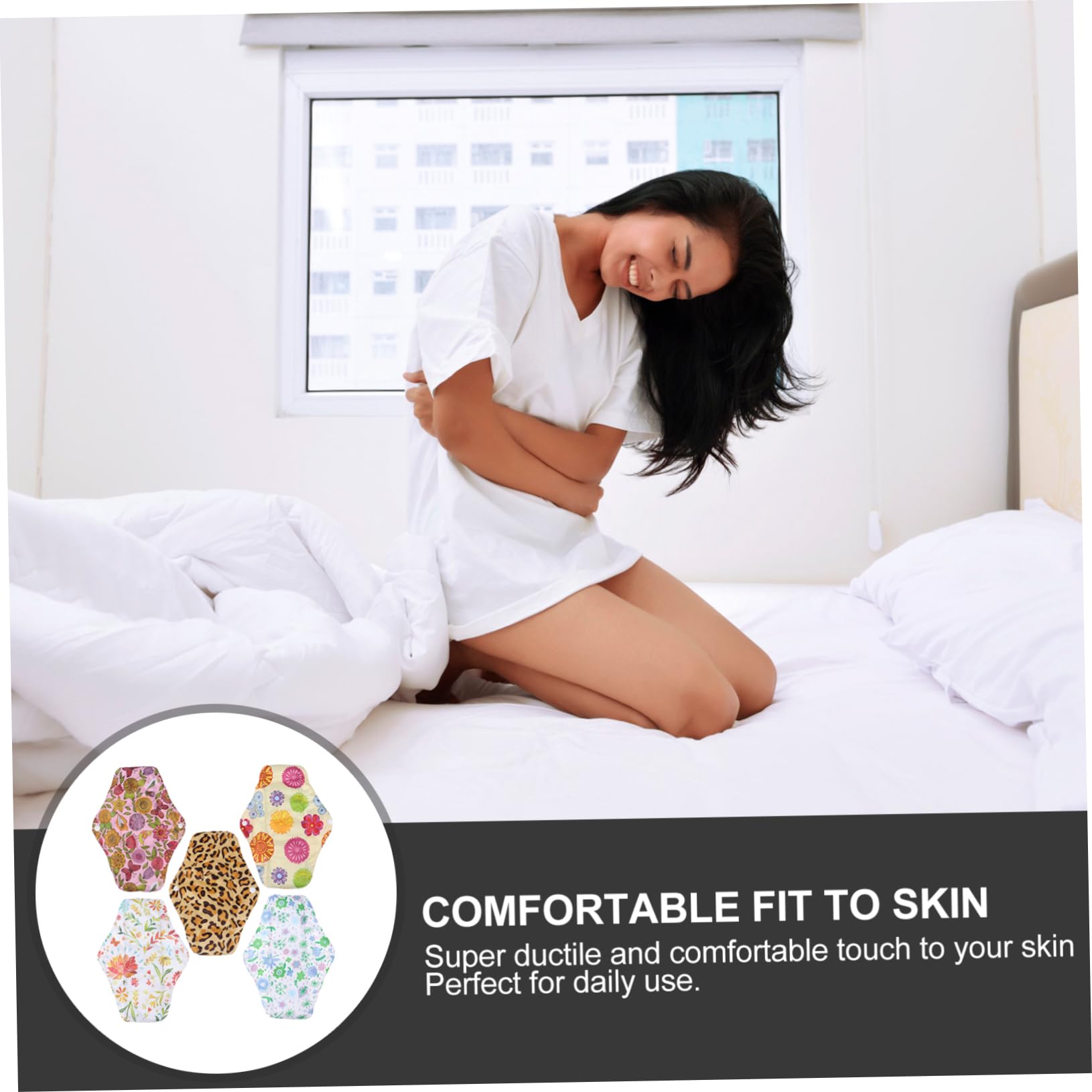 FRCOLOR Compresa menstrual lavable de tela, compresas sanitarias de tela, compresas sanitarias portátiles, a prueba de fugas, almohadilla menstrual, 10 unidades