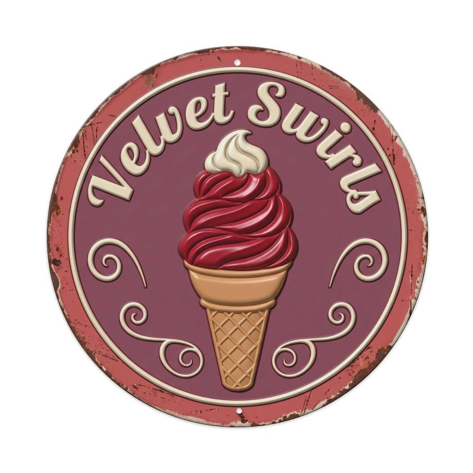 Velvet Swirls Gelato Retro Metal Tin Sign