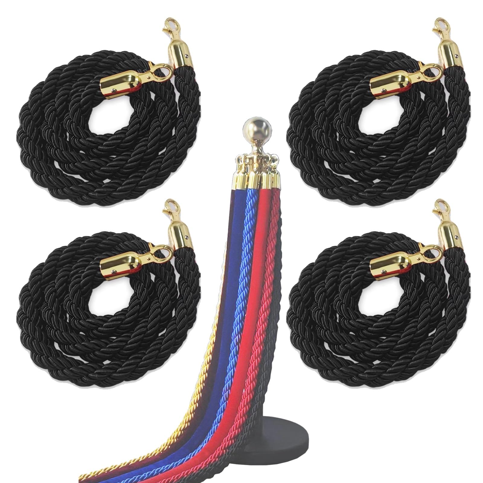 WQPMNYG Crowd Control Ropes with Gold Hooks for Ceremony and Business Entrances