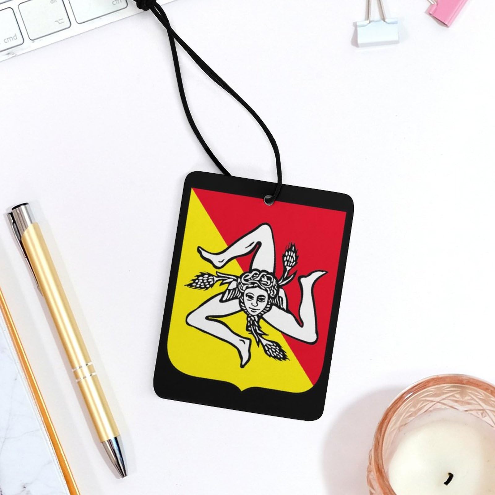 BROLEO Lot De 6 Cartes Désodorisantes Rondes Pour Voiture Motif Drapeau