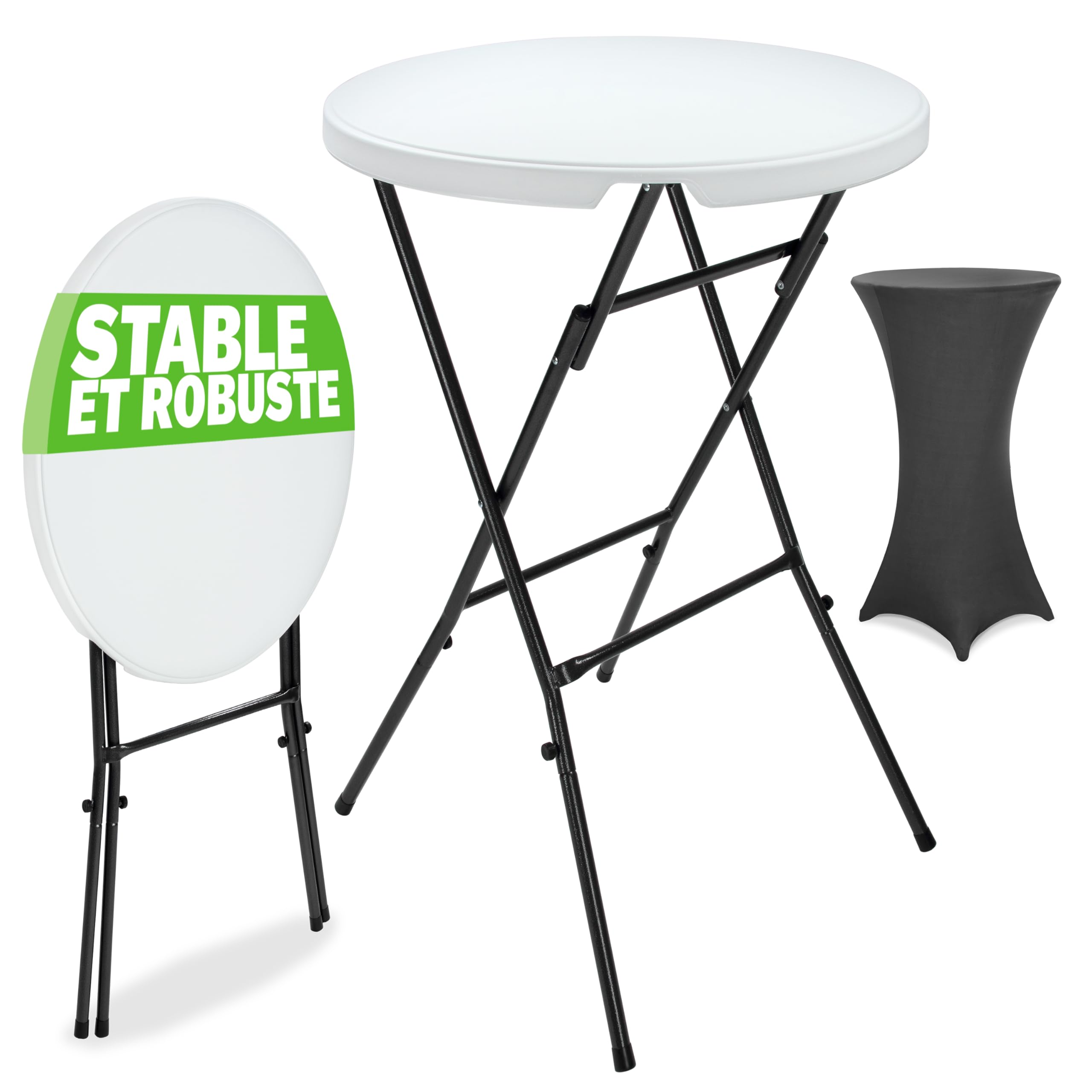 Casaria® Table Haute Pliable avec Housse Anthracite réutilisable Infroissable Mange Debout 110 cm Bar bistrot Jardin Cocktail