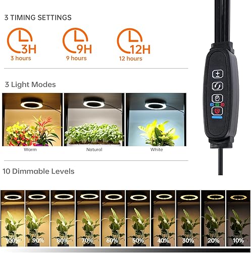 Miniatura 6 de Bstrip Soporte para plantas de interior con luz de crecimiento, estante de plantas de interior de 66 pulgadas de alto, soporte de flores de 5