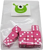 Vista 2 de 10 dados de juego rosa de 0.630 in con pipas blancas