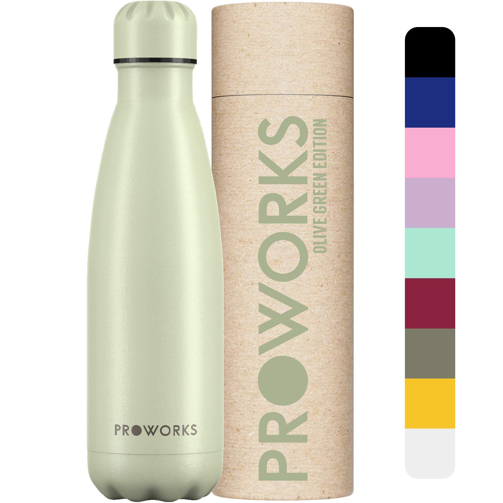 PROWORKS Insulated Water Bottle, BPA Free, Reusable Stainless Steel Water Bottle for 12 Hours Hot & Cold Hold Up to 24 Hours, for Sport, Gym, Travel - 500ml - Pink Daisy — view 44