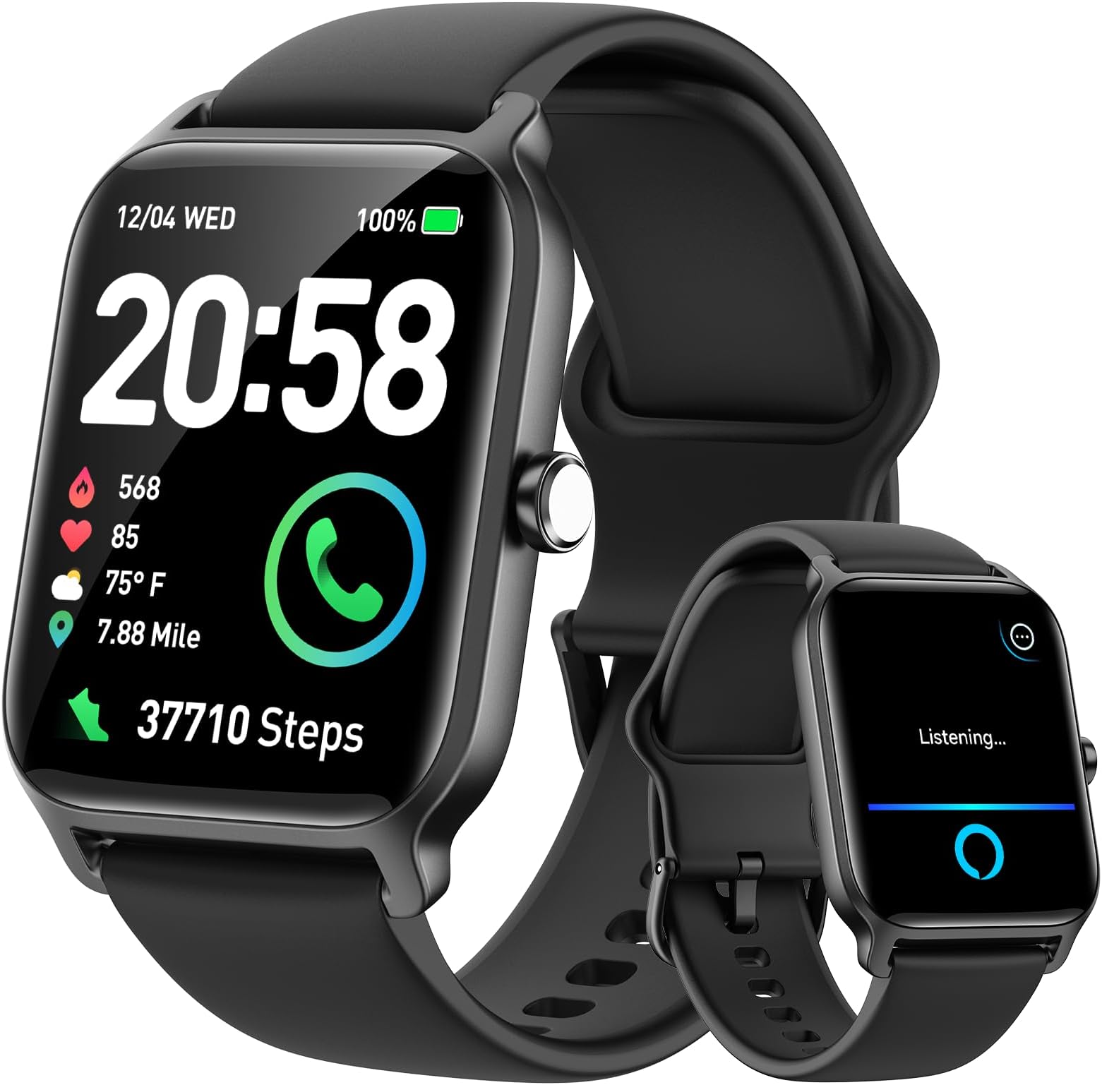 Smart Watches for Men Android & iPhone, Alexa Built-in [1.8" HD Screen] IP68 Waterproof Fitness Watch with Bluetooth Call (Answer/Make), Heart Rate/Sleep/SpO2 Monitor, 105+ Sports Tracker