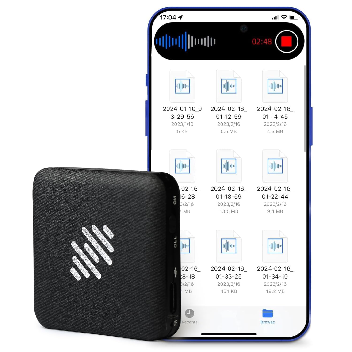 64GB Voice Recorder, Leather Design Recording Device with Playback&MP3 Play,AI Recorder Voice Capacity of Large Capacity Storage with Lectures