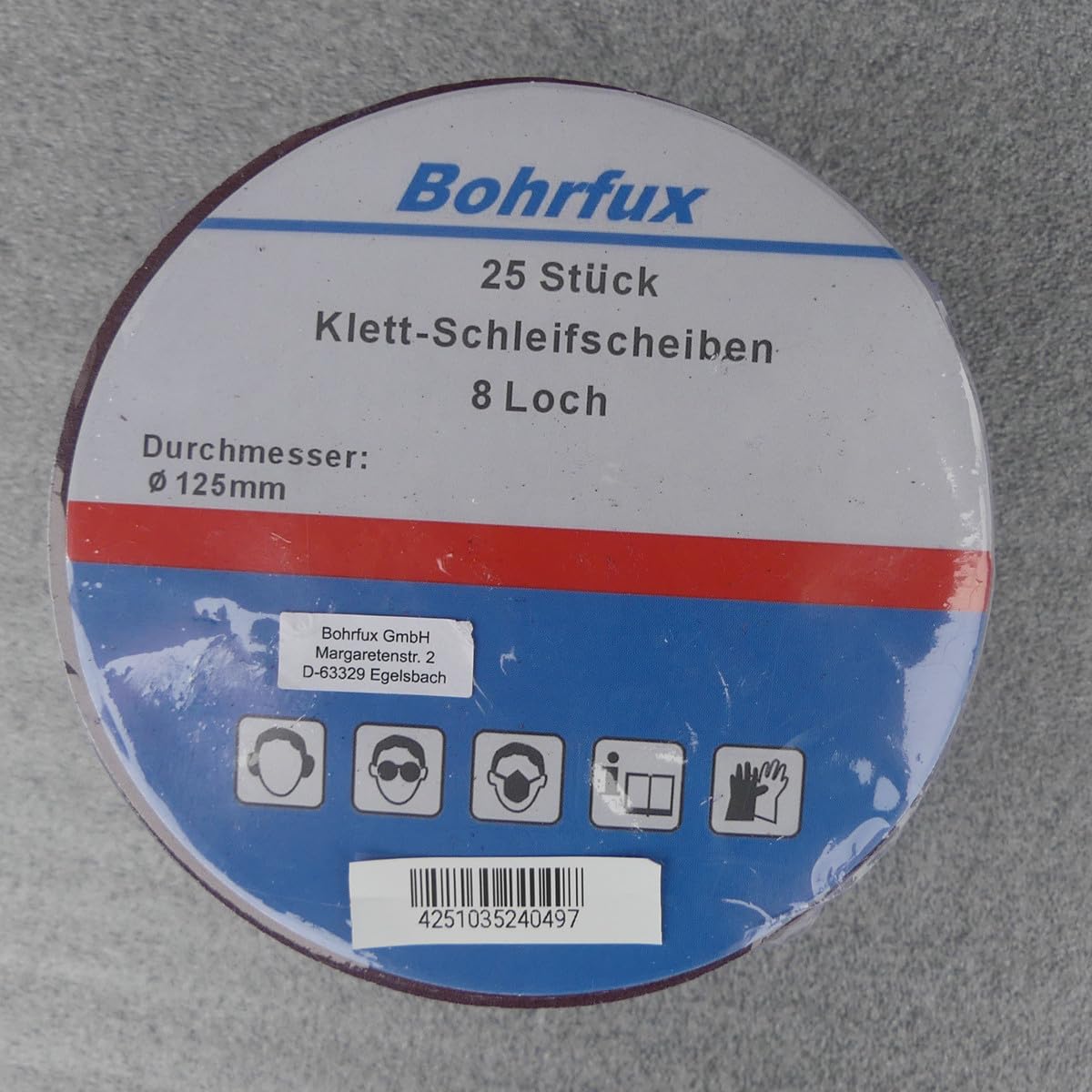100 dischi abrasivi KleTT Ø 125 mm con 8 fori, grana P240, carta vetrata per cartongesso a collo lungo, levigatrice eccentrica, Bosch FUX