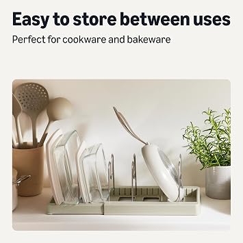 Amazon Basics Cookware and Bakeware Organizer, Includes 10 Dividers, Stainless Steel, Expandable from 30.98 cm -52.6 cm.