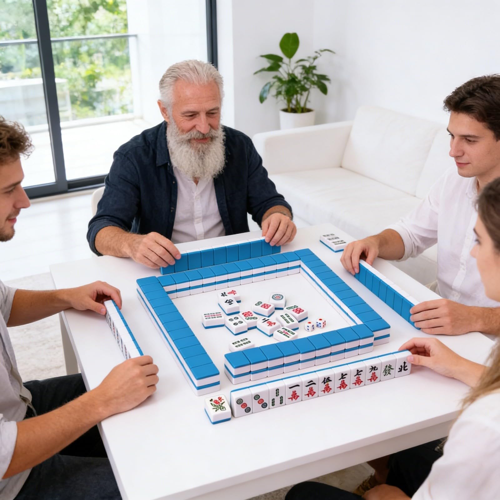 Mahjong clásico con azulejos completos y para noche de juegos familiares y desarrollo de habilidades 22