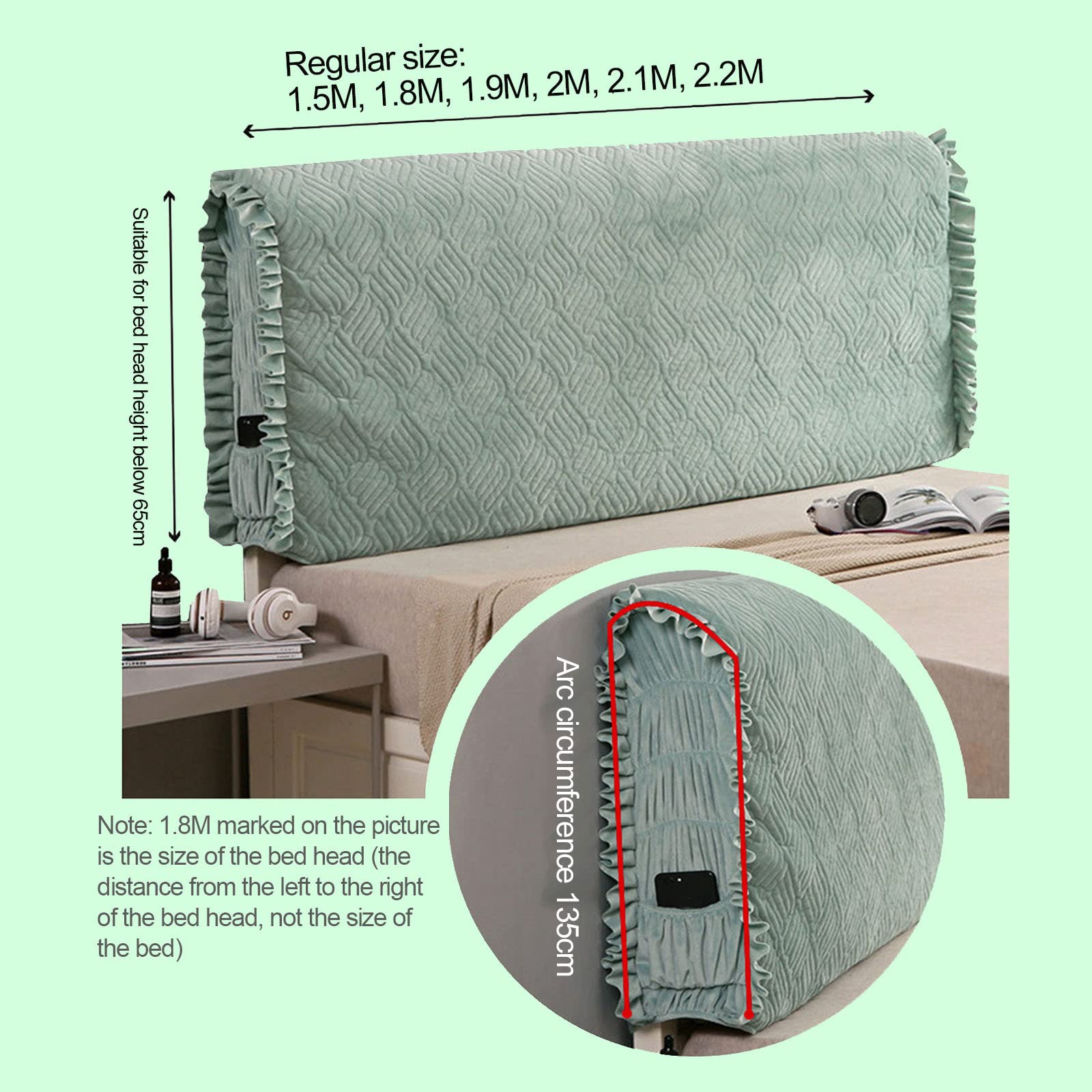 Housse De DéCoration De TêTe De Lit àéLasticité Tout Compris, Sac Souple éPaissi Protecteur Anti-PoussièRe De Chevet, Pour Lit Double/Queen/King,White-2.3m