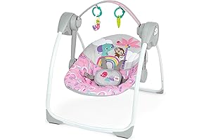 Little Tikes Pink Paradise Portable Compact Automatic Baby Swing with Music