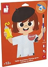 Janod - J07404 Painting Apron for Children from 18 Months - Size 82 to 110 cm - Long Sleeves - Protective Apron Ideal for Painting, Crafts, Crafts - Waterproof