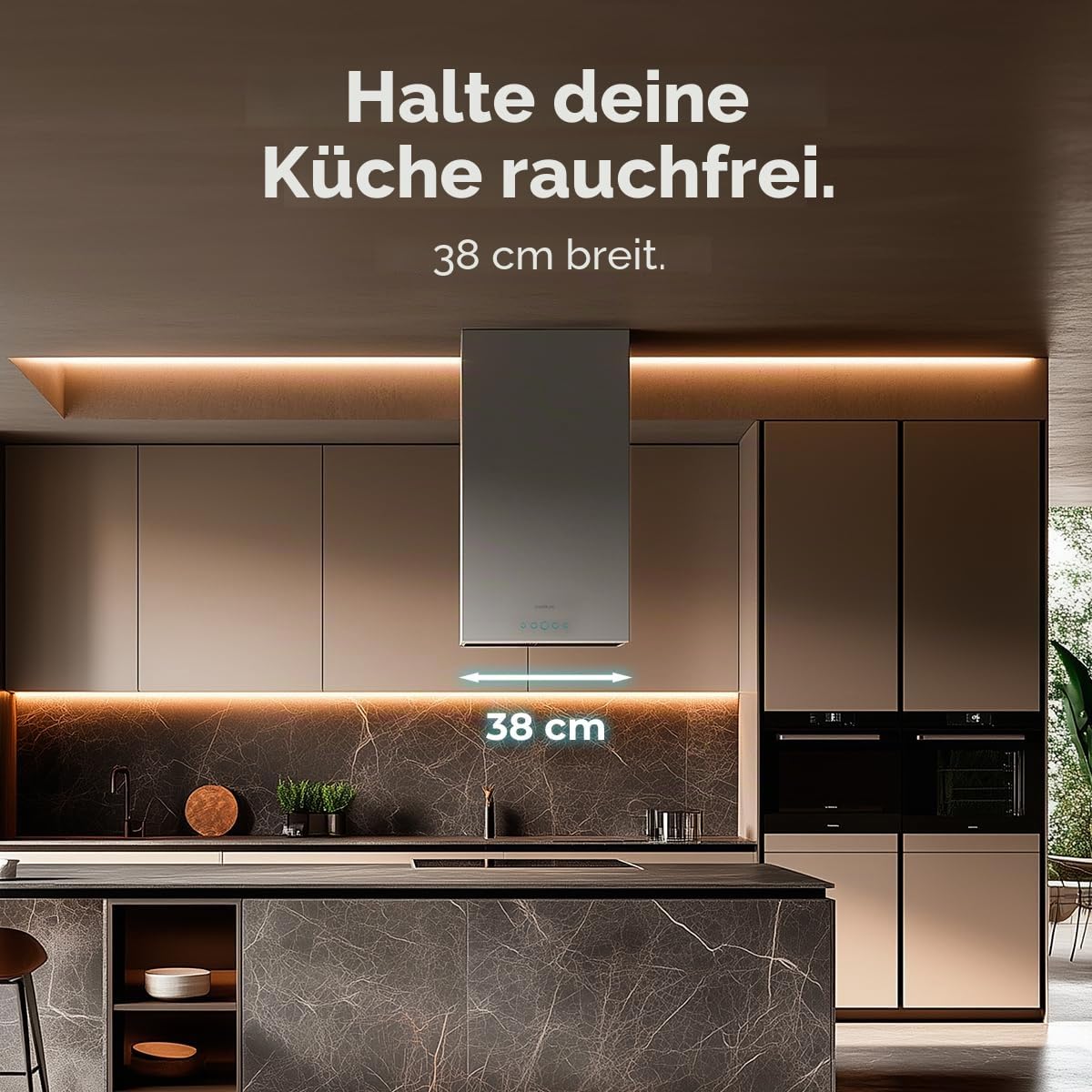 Cecotec Bolero Flux ICT 388000 Dunstabzugshaube, Edelstahl, 210 W, 38 cm, 800 m³/h, A++, LED