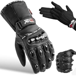 Guantes Biker Para Moto Guante de motocicleta de Evo, de piel, resistentes, impermeables, térmicos, con protecciones de carbono, para invierno