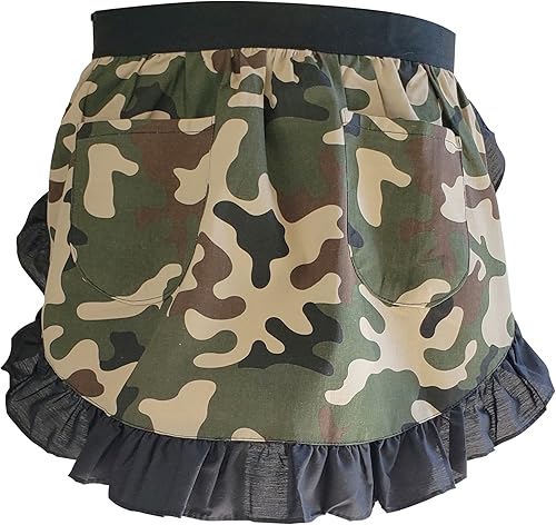 CBTRFASHION Delantales de cintura para mujer con bolsillos blancos para camarera en casa delantal vintage para cocina