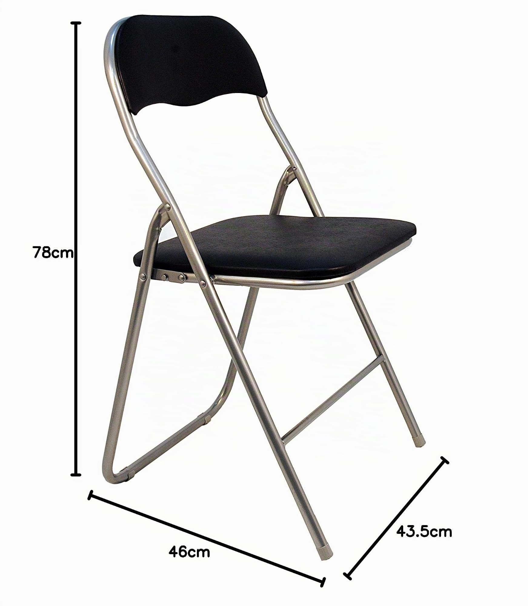 La Silla Española - Pack 6 Sillas plegables de aluminio con asiento y respaldo acolchados en PVC, modelo Sevilla, Color negro, 78x43,5x46 cm