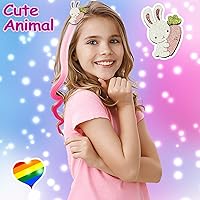 Vista 4 de 8 pinzas para el cabello para niñas, extensiones de cabello de arcoíris liso de animales para niños, accesorios para niñas pequeñas, colas