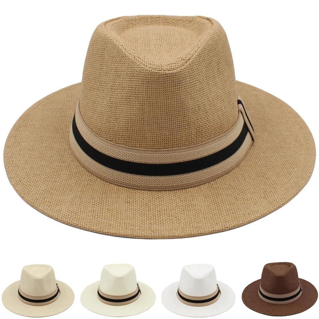 Cappello Panama in paglia da uomo e donna, classico, ampio, Sombrero, spiaggia, viaggi all'aperto