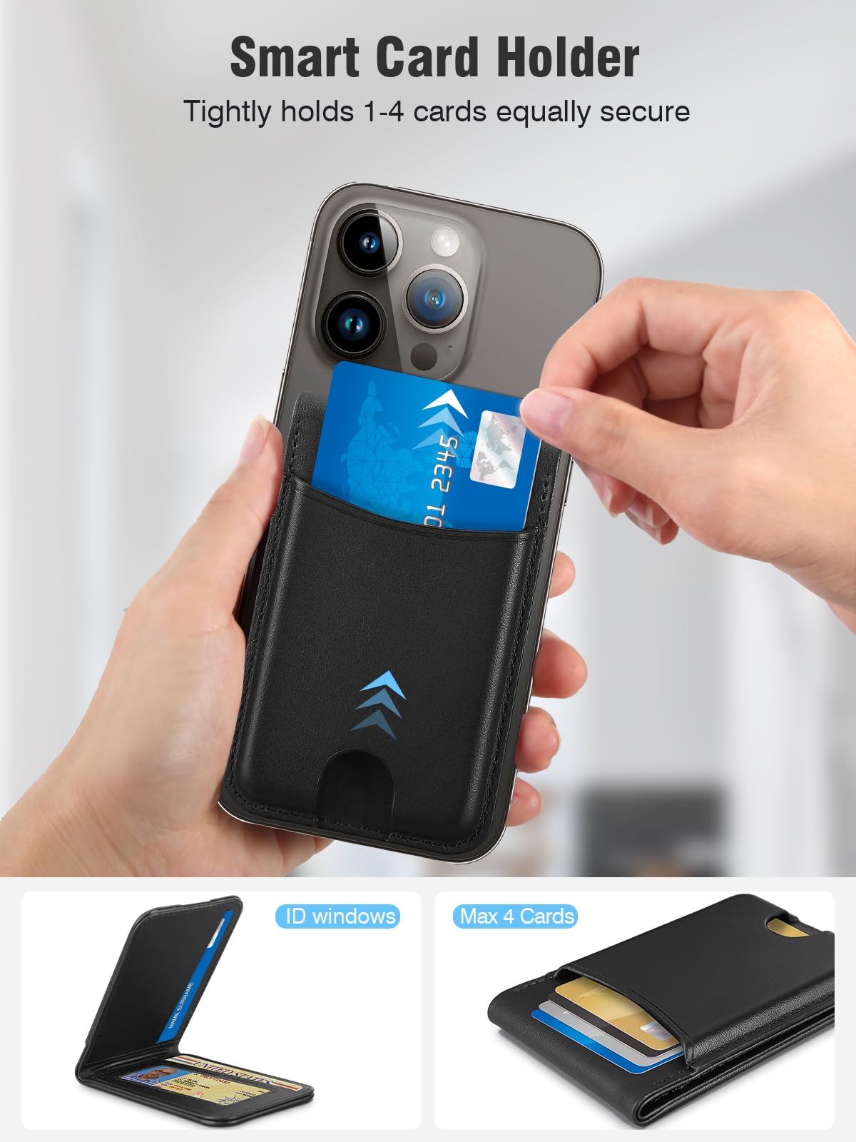 TopMade Portefeuille MagSafe Avec Support Magnétique Pour Téléphone Portable, Porte-cartes Pour IPhone 16/15/14/13/12 Series Portefeuille Magnétique