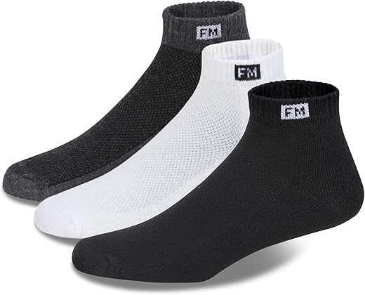 Fitness Mantra® Athletic Special Design Sneaker Length Socks |Free Size |Pack of 3 Pairs |Net Design|