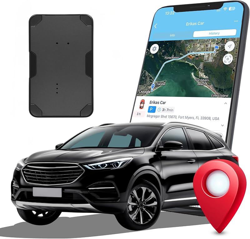 Magnetic Tiny GPS Tracker for Vehicles - 1 Month Rechargeable Battery, Small Hidden Real-Time Tracking Device - Waterproof GPS for Cars, Trucks & Assets - Subscription Required