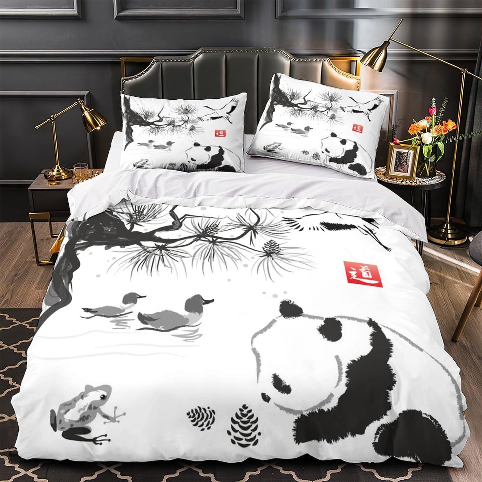 Parure de lit panda pour chambre d'ado garçon ou adulte adepte de décoration zen et moderne