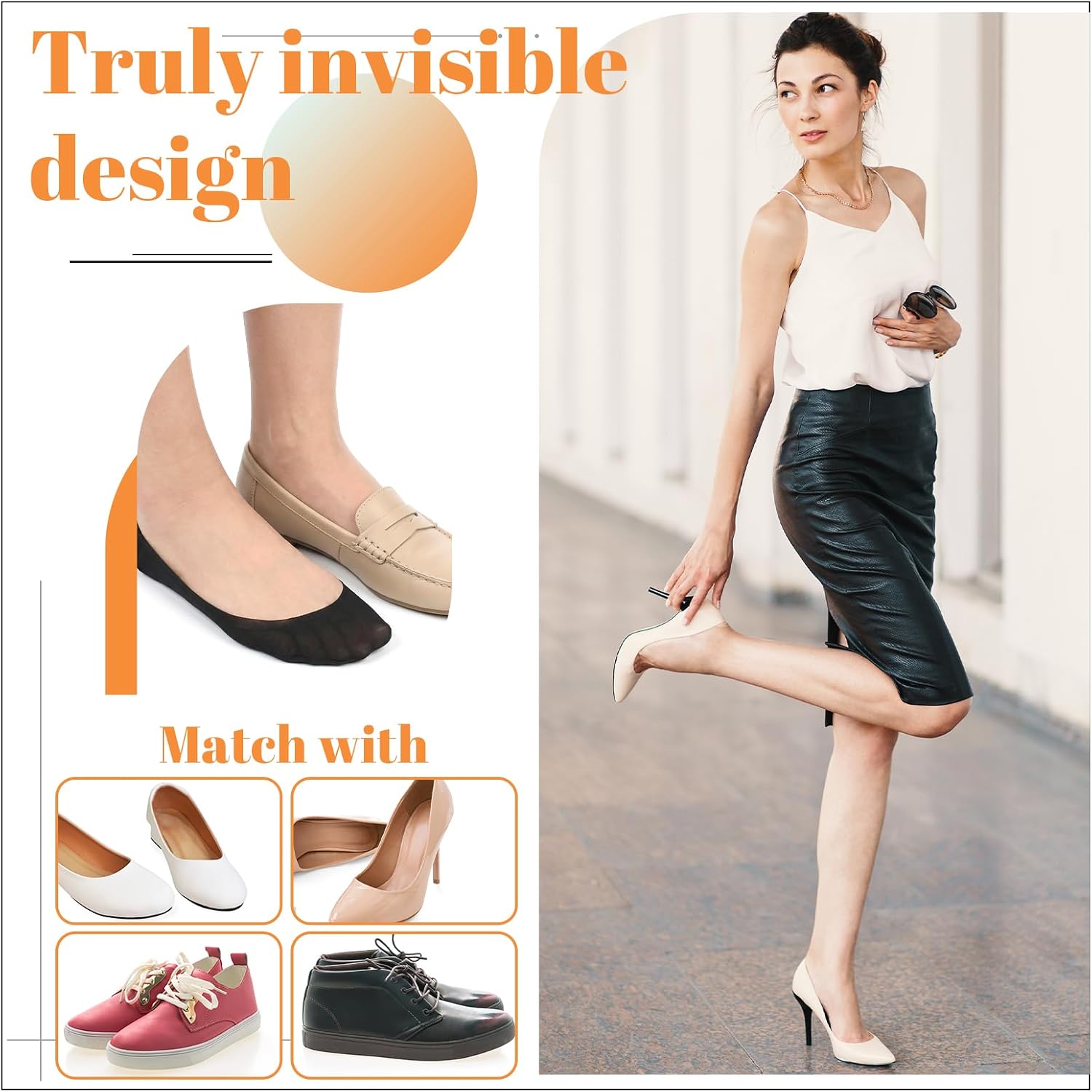 7 Pairs No Show Socks Womens for Flats, Ultra Low Cut No Show Liner Socks Non Slip Invisible Ballet Flat Sock for Loafers Sneakers Heels