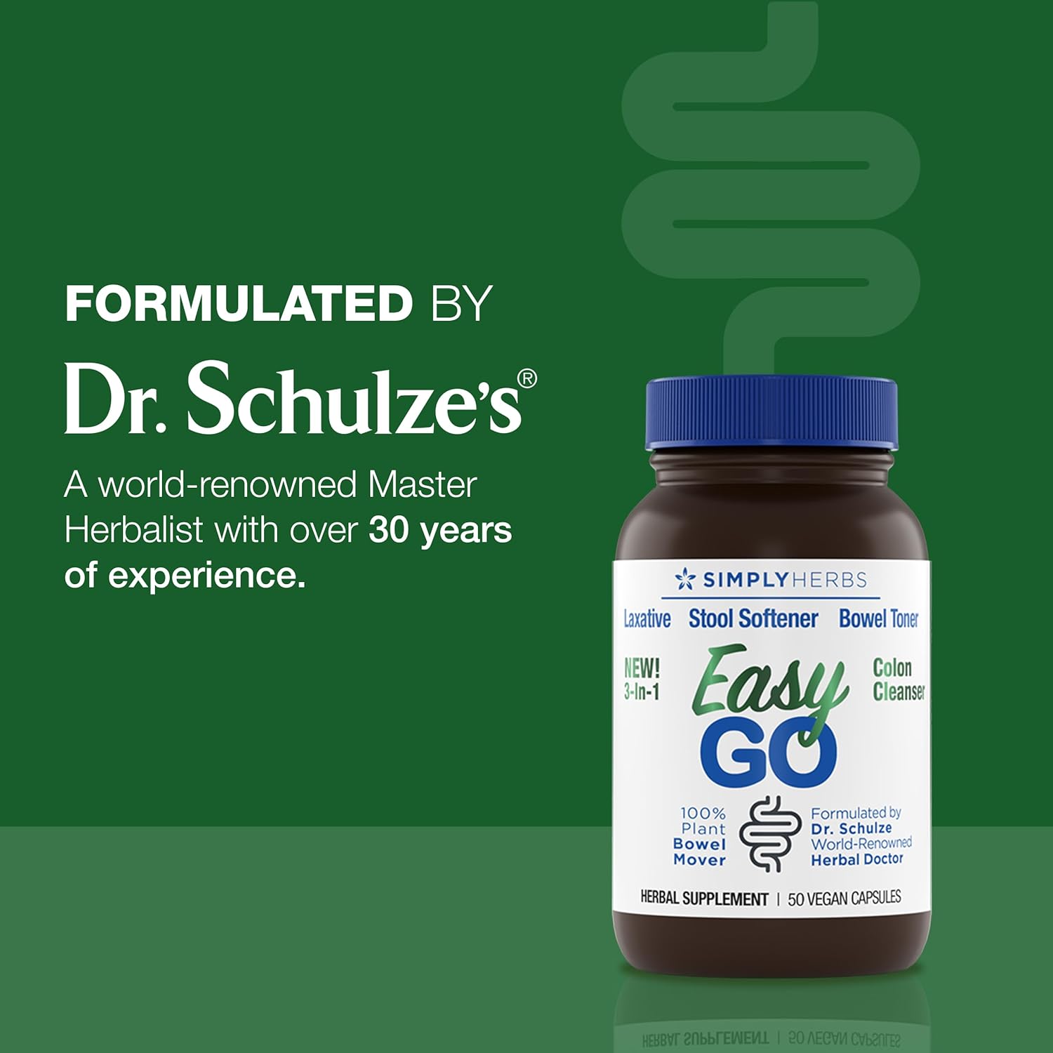 Simply Herbs Easy Go Bowel Mover - Adult Cleansing Supplement for Colon Health Support - Bowel Movement Aid - Stool Softener - Daily-Use Laxative - Plant-Based Ingredients - Vegan - 100 Count (2 Pack)