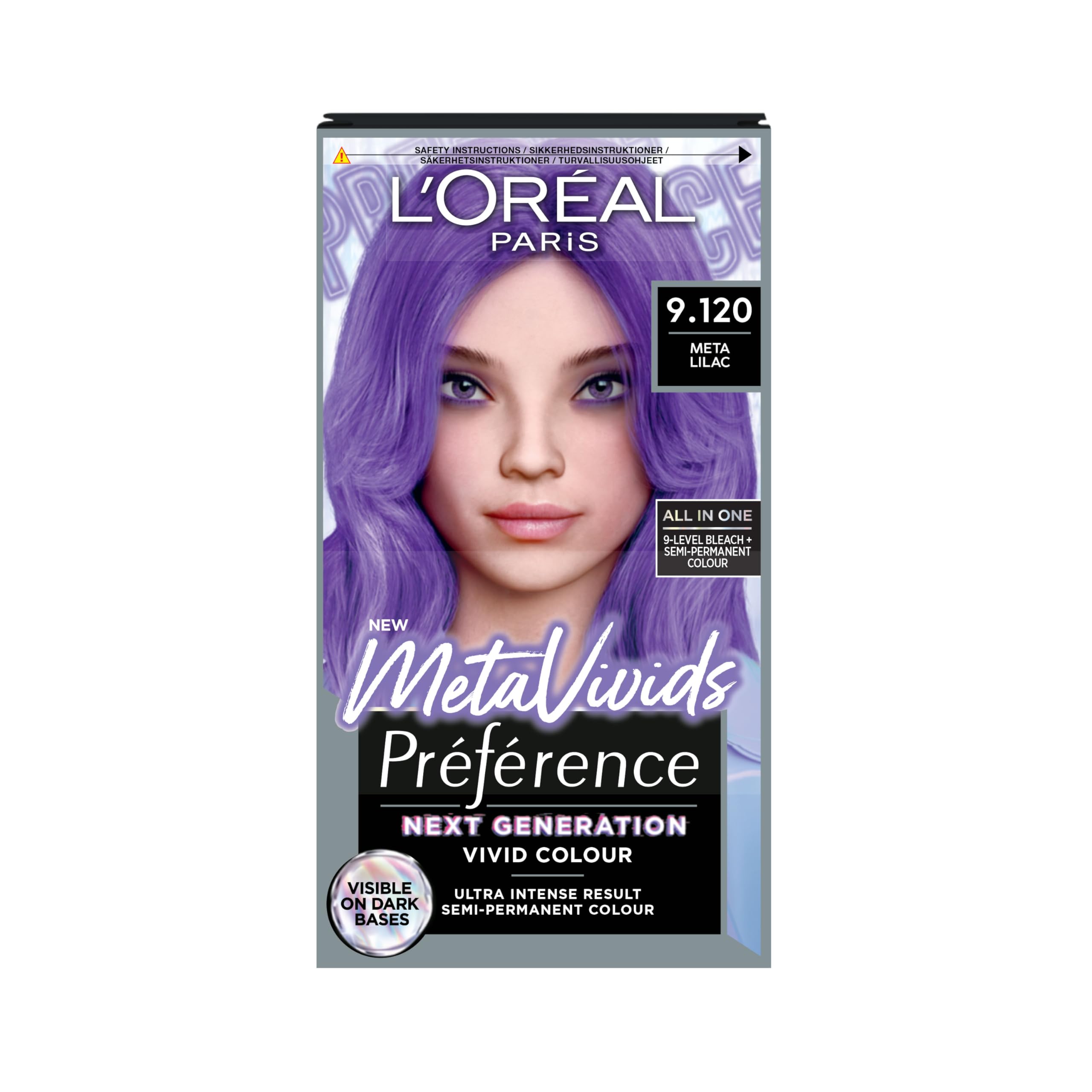 Preference Meta Vivids 9.120 Meta Lilac: Permanent hair dye for vibrant, long-lasting, captivating colour. Creates stunning meta lilac shades with exceptional brilliance and fade-defying results.