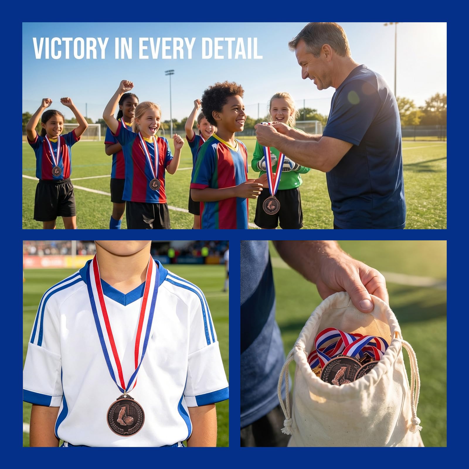 Kisangel 12 medallas de fútbol Juvenil, Premio Dorado para Partidos de fútbol, ​​medallas de participación, premios para el día del Deporte, trofeos para torneos Deportivos, Regalos para los