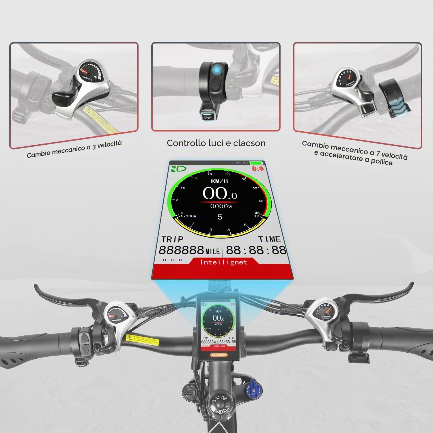 SAMEBIKE LO26-II Mountain Bicicletta Elettrica Adulti Rimovibile 48V14AH Batteria 26 Pollice Pieghevole Biciclette Elettriche con Display LCD Velocità Ebikes (LO26-II-YD, WHITE)