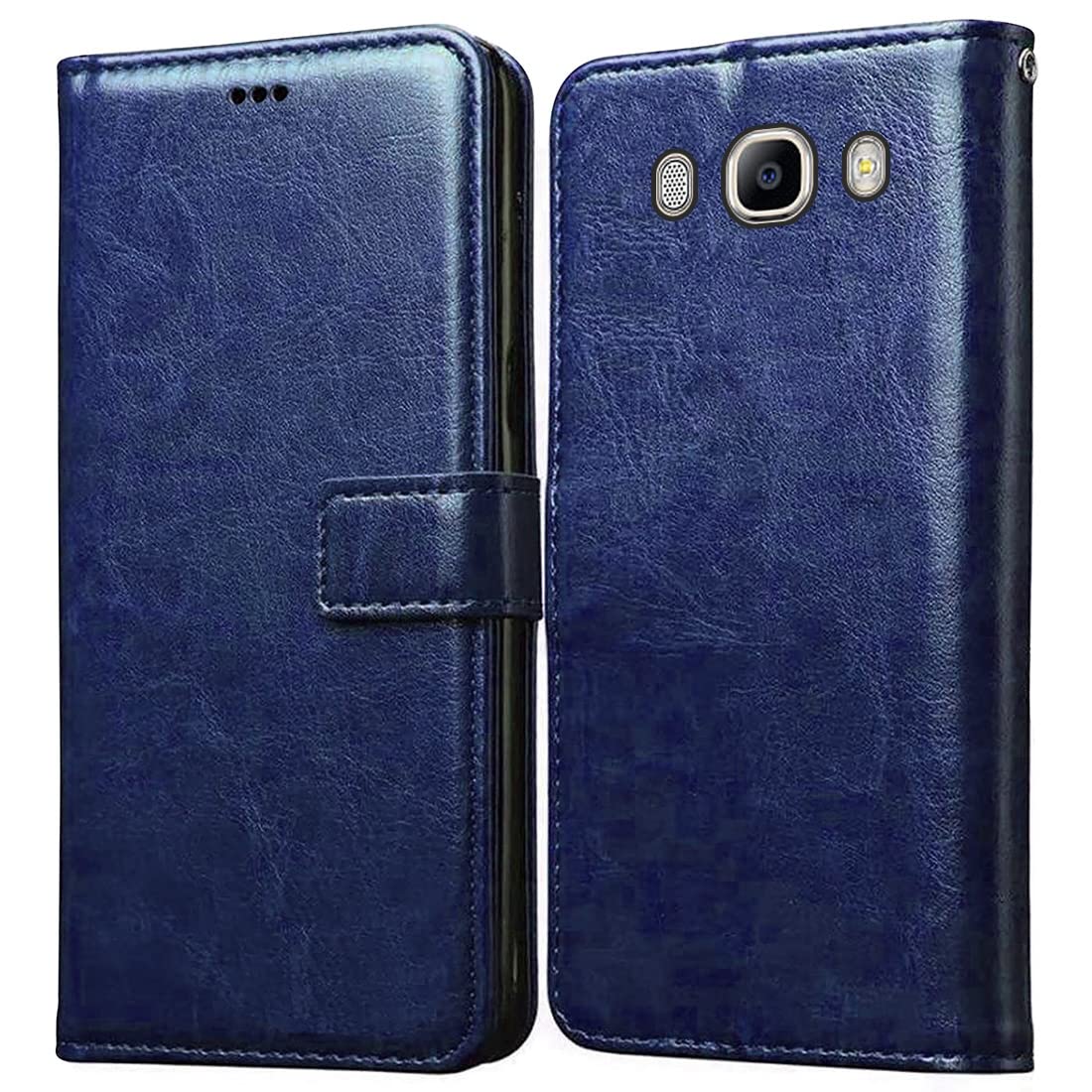 Casotec Flip Cover Back Case for Samsung Galaxy J7 (2016) | Premium Leather Finish | Inbuilt Pockets & Stand | Flip Cover Back Case for Samsung Galaxy J7 (2016) (Blue)