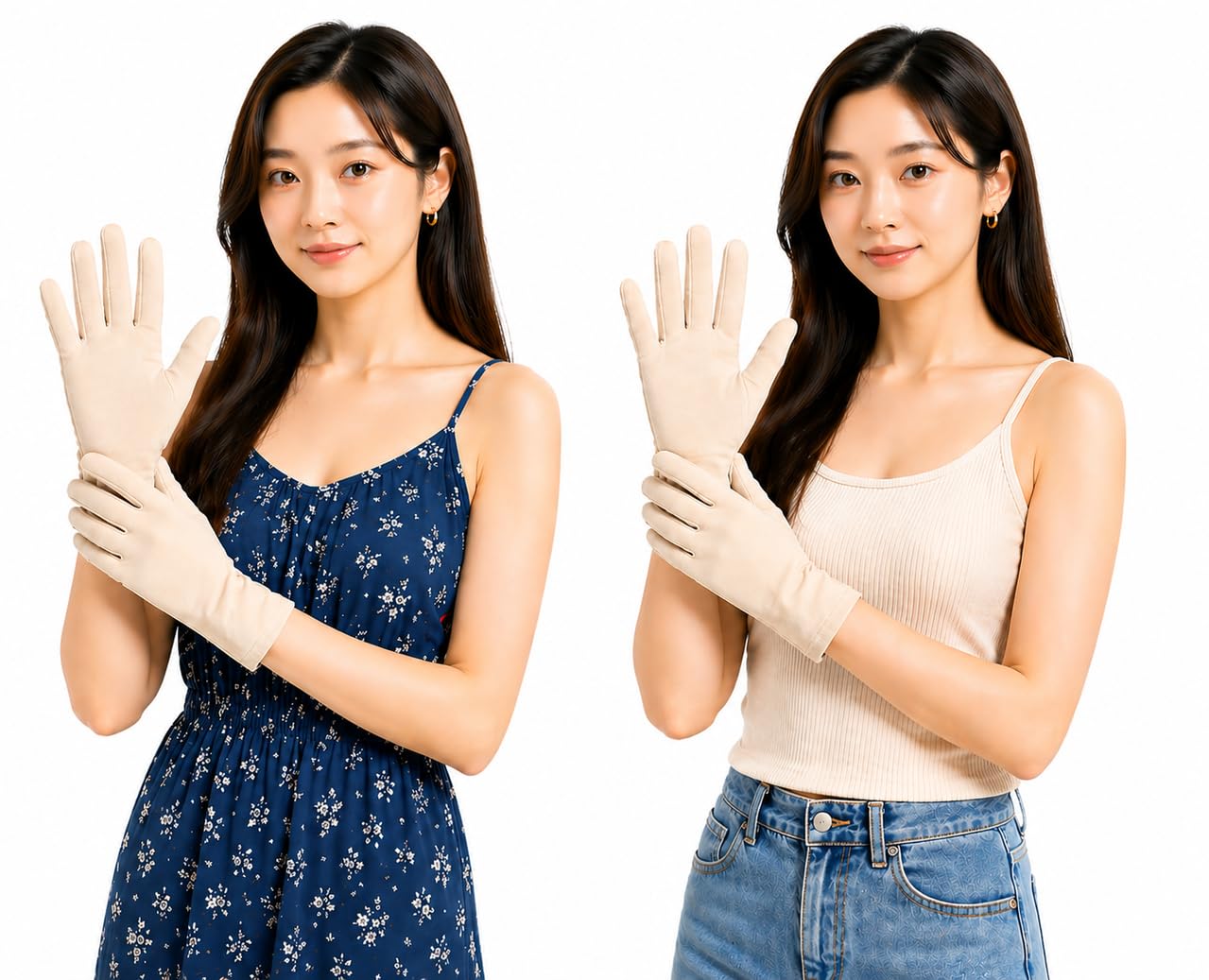 Women Cotton Printed Hand Half Gloves for Sun Protection from Pollution Cotton Sun Sleeves – Outdoor Use Driving Bike Riding & Cycling Pack of 2-image-1